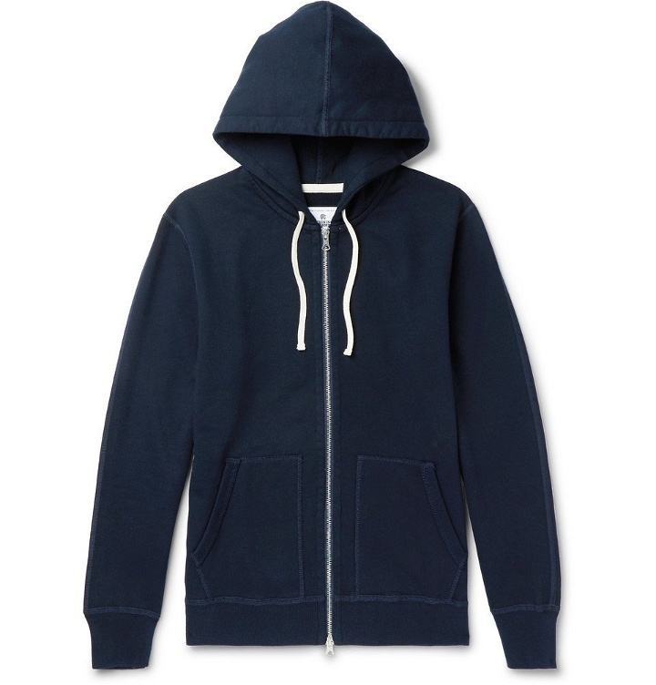 Photo: Reigning Champ - Loopback Cotton-Jersey Zip-Up Hoodie - Midnight blue