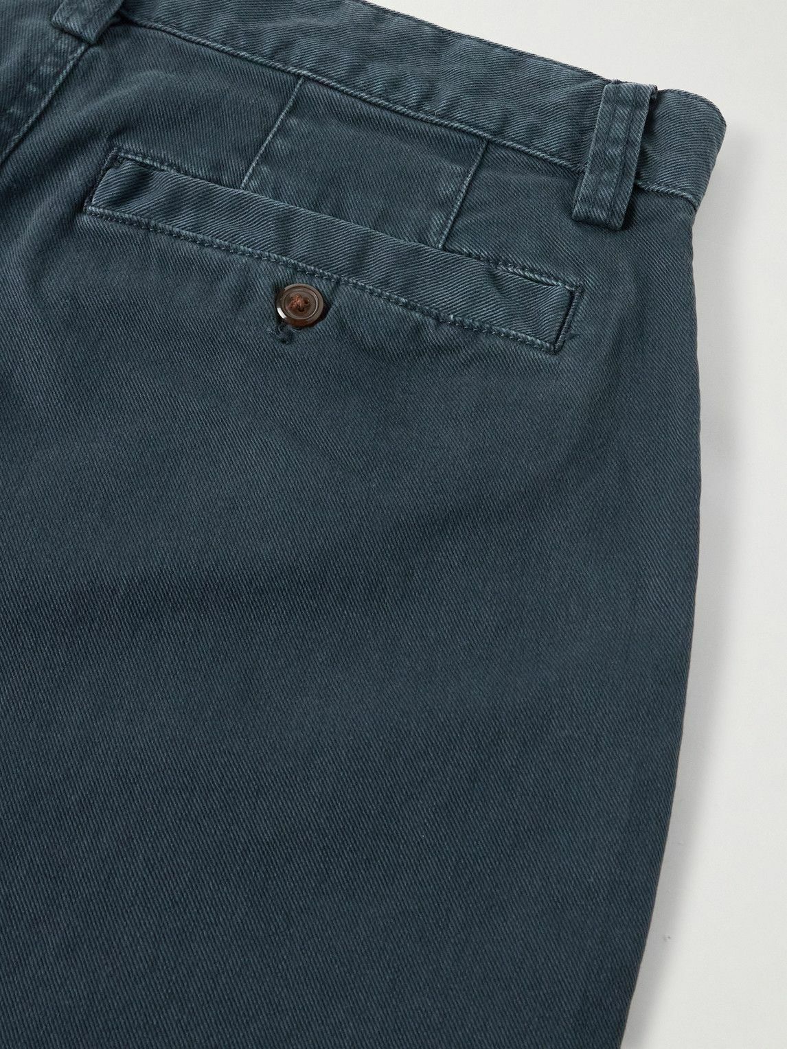 Corridor - Straight-Leg Garment-Dyed Stretch-Cotton Twill Trousers - Blue