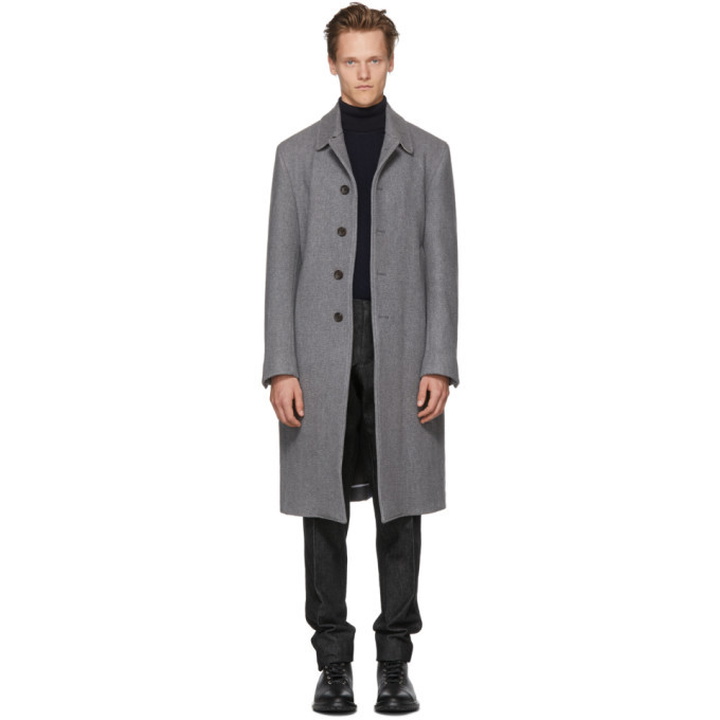 Photo: Thom Browne Grey Wool and Cashmere Bal Collar Coat