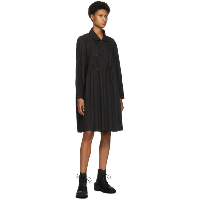 Pleats Please Issey Miyake Black Jaunty Coat Pleats Please Issey