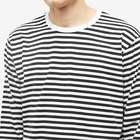 Nanamica Men's Long Sleeve COOLMAX Stripe T-Shirt in Black/White