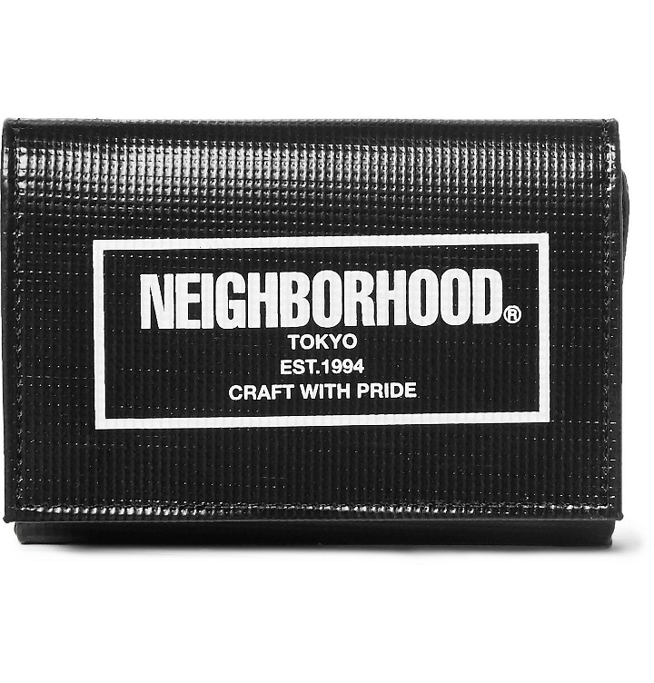 Photo: Neighborhood - Logo-Print PVC Tarpaulin Billfold Wallet - Black
