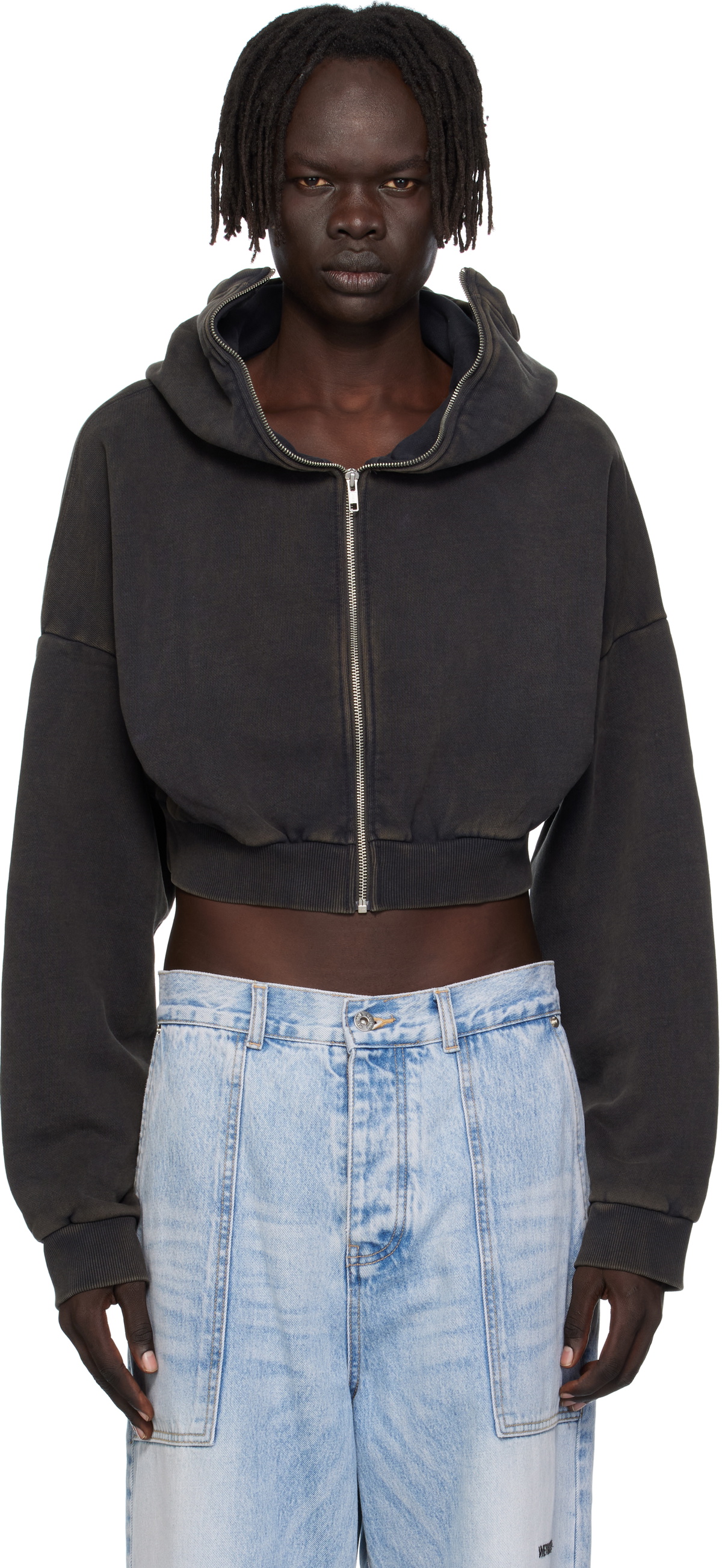 Entire Studios Black Cropped Full Zip Hoodie Entire Studios