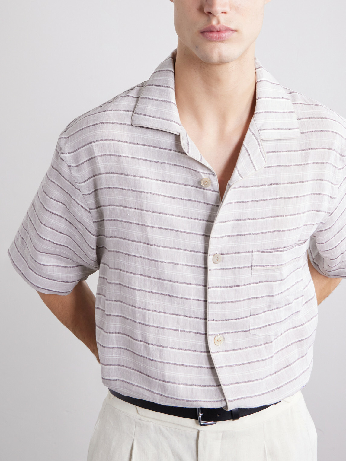 Eleventy - Striped Linen Shirt - Gray