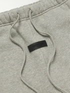 FEAR OF GOD ESSENTIALS - Straight-Leg Logo-Flocked Cotton-Blend Drawstring Shorts - Gray