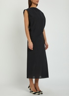 Jacquemus La Robe Drap Draped Cotton-blend Midi Dress Black
