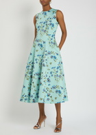 Emilia Wickstead Mara Floral-print Faille Midi Dress Blue
