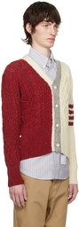 Thom Browne Red & Off-White Fun-Mix Cardigan