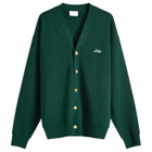 Drôle de Monsieur Men's Logo Cardigan in Dark Green