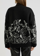 Stine Goya Floral-intarsia Wool-blend Cardigan Black And White