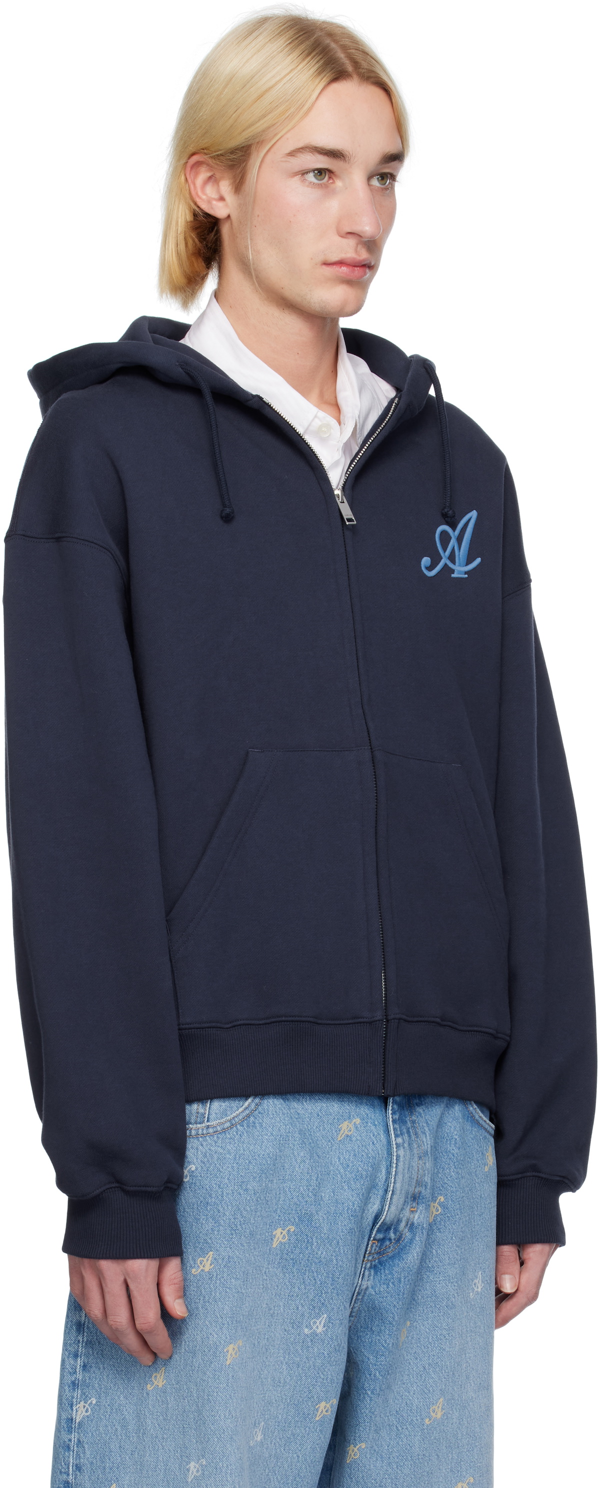 Axel Arigato Navy Maine Zip-Up Hoodie