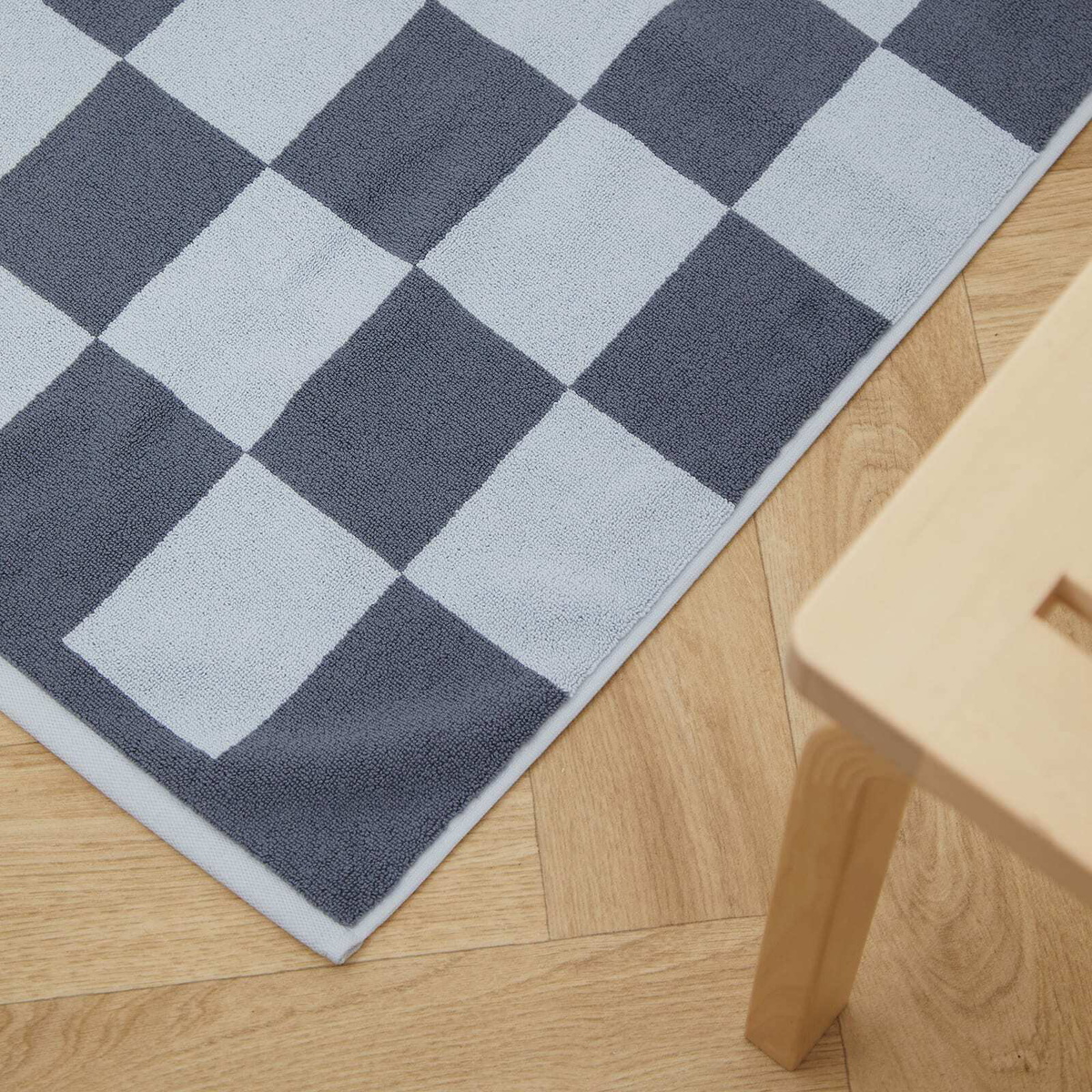 HAY Check Bath Mat in Steel Blue 