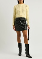 Kitri Matilda Pointelle-knit Cardigan Yellow