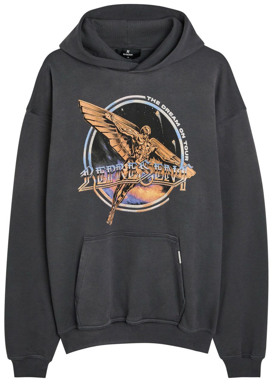Represent Golden Tour Hooded Cotton Sweatshirt Grey
