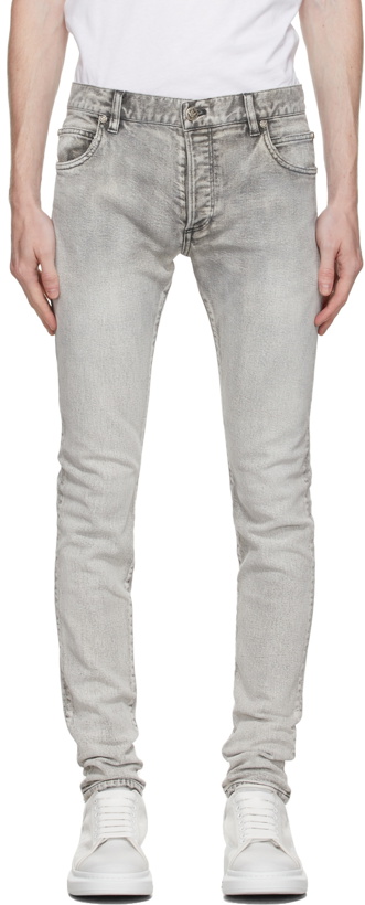 Photo: Balmain Grey Bleached Skinny Jeans