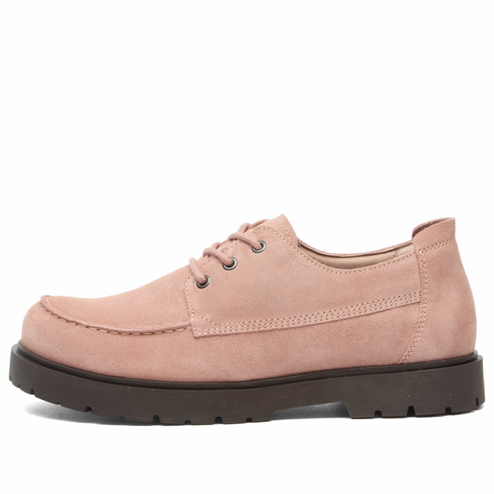 Photo: Birkenstock Men's Highwood Moc Lace Low in Pink Clay Suede
