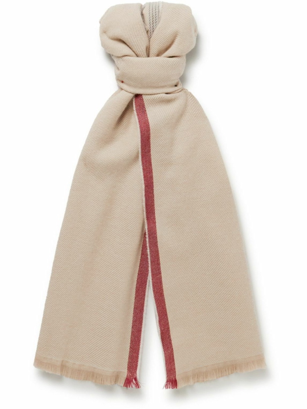Photo: Brunello Cucinelli - Fringed Striped Wool and Cashmere-Blend Scarf