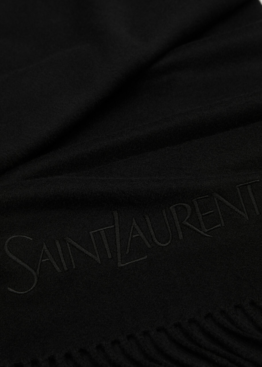 Saint Laurent Logo-embroidered Cashmere Scarf - Black - One Size