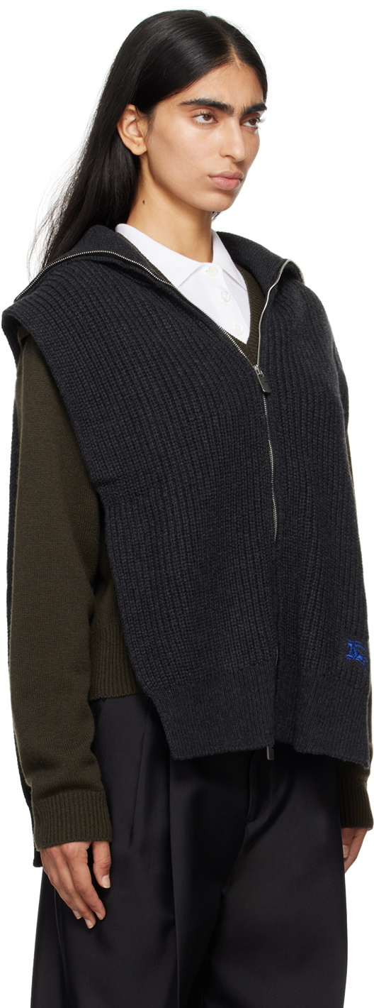 Burberry Gray Cashmere Zip Cape Vest