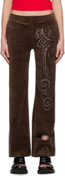Praying Brown Velvet Flared Lounge Pants