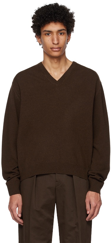Photo: LEMAIRE Brown V-Neck Sweater