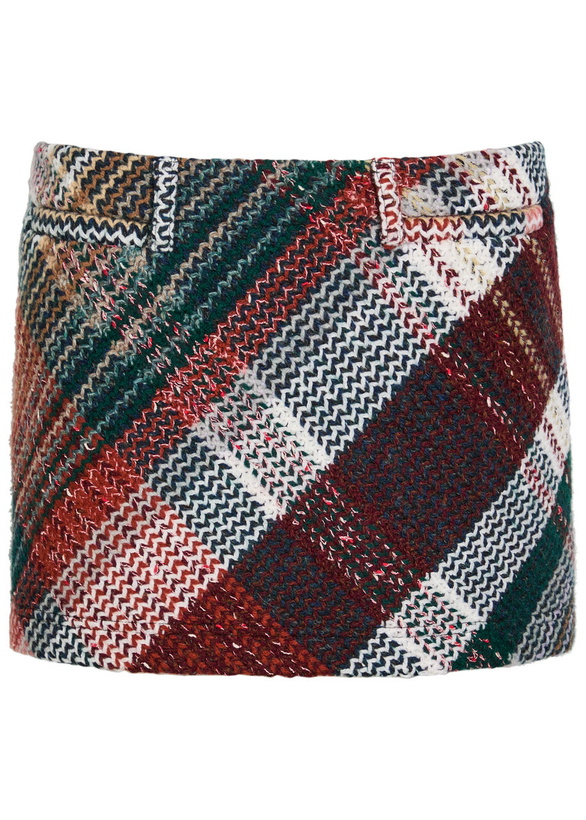 Photo: Missoni Tartan Wool-blend Mini Skirt Green