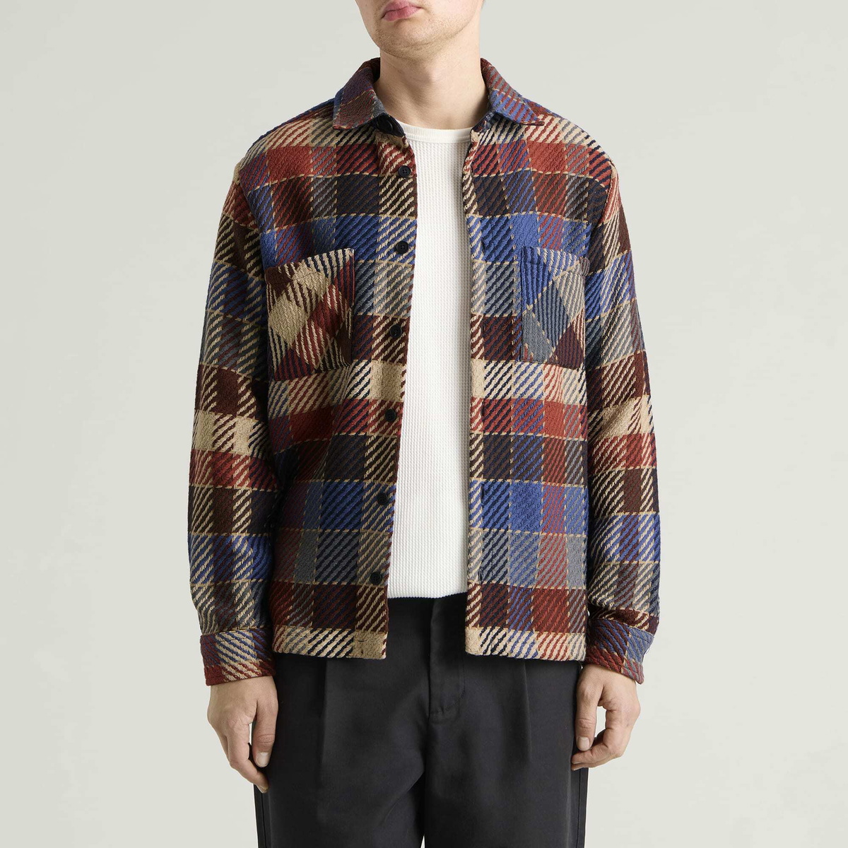 Wax London Men's Whiting Pike Check Overshirt in Rust/Multi