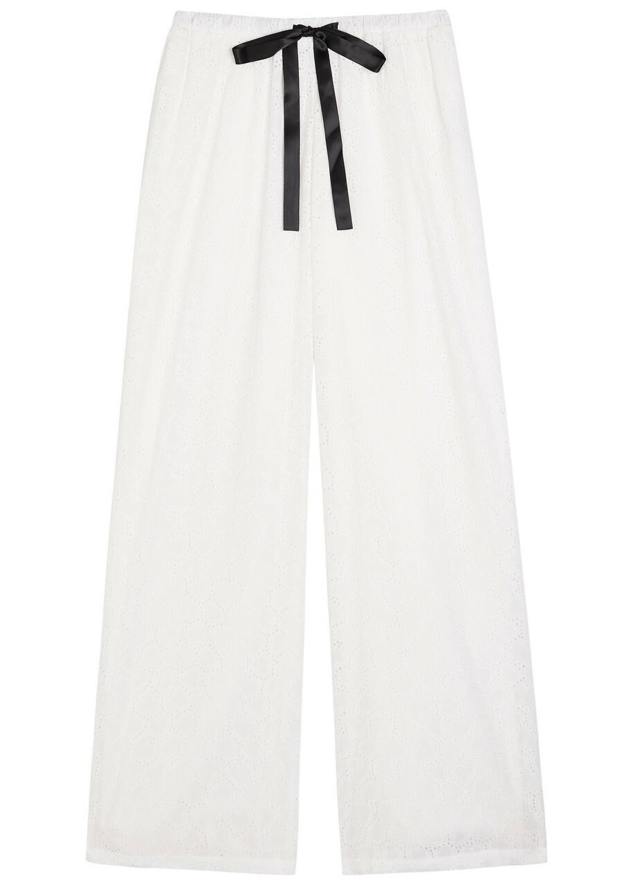 Sister Jane Blanca Broderie Anglaise Cotton Trousers White And Black