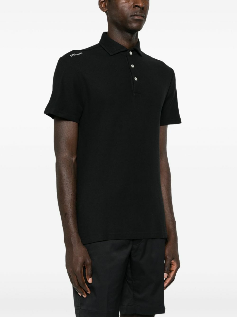 RLX Ralph Lauren Black Logo-Print Polo Shirt