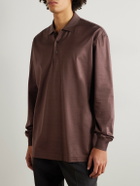 Charvet - Cotton-Sateen Polo Shirt - Brown