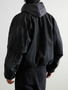 Balenciaga - Distressed Padded Denim Bomber Jacket - Black
