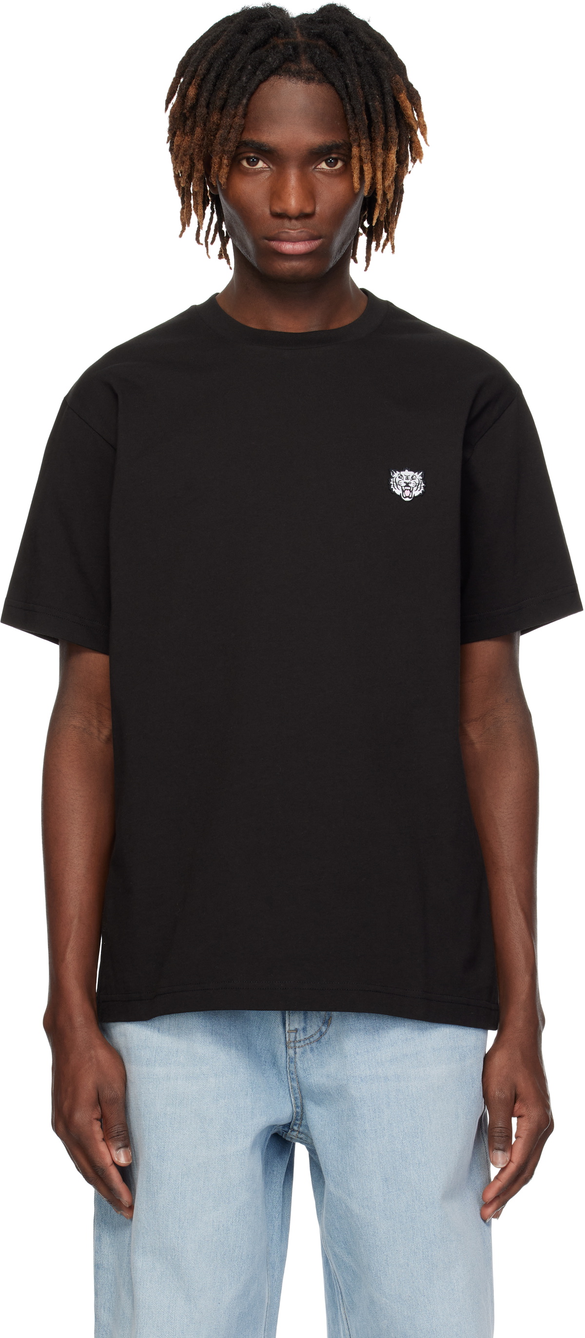 Tシャツ・カットソー KENZO KENZO HAPPY TIGER EMBROIDERED T-SHIRT Black Kenzo Paris 'KENZO Happy Tiger' Embroidered T-shirt by