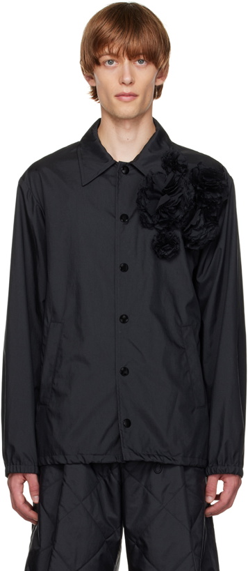 Photo: Dries Van Noten Black Floral Appliqué Jacket