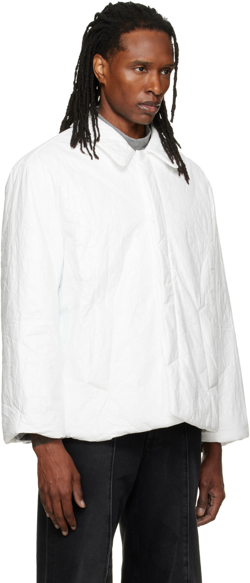 ALAINPAUL White Padded Short Car Coat