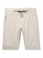 Canali - Straight-Leg Striped Cotton-Blend Drawstring Shorts - Neutrals