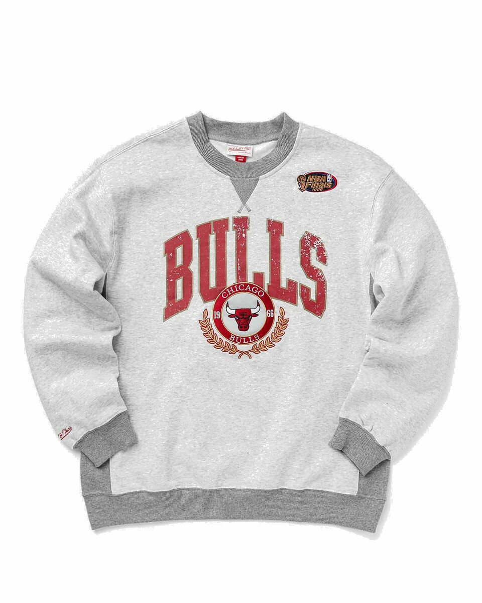 Photo: Mitchell & Ness Nba Premium Fleece Crew Vintage Logo Chicago Bulls Grey - Mens - Sweatshirts