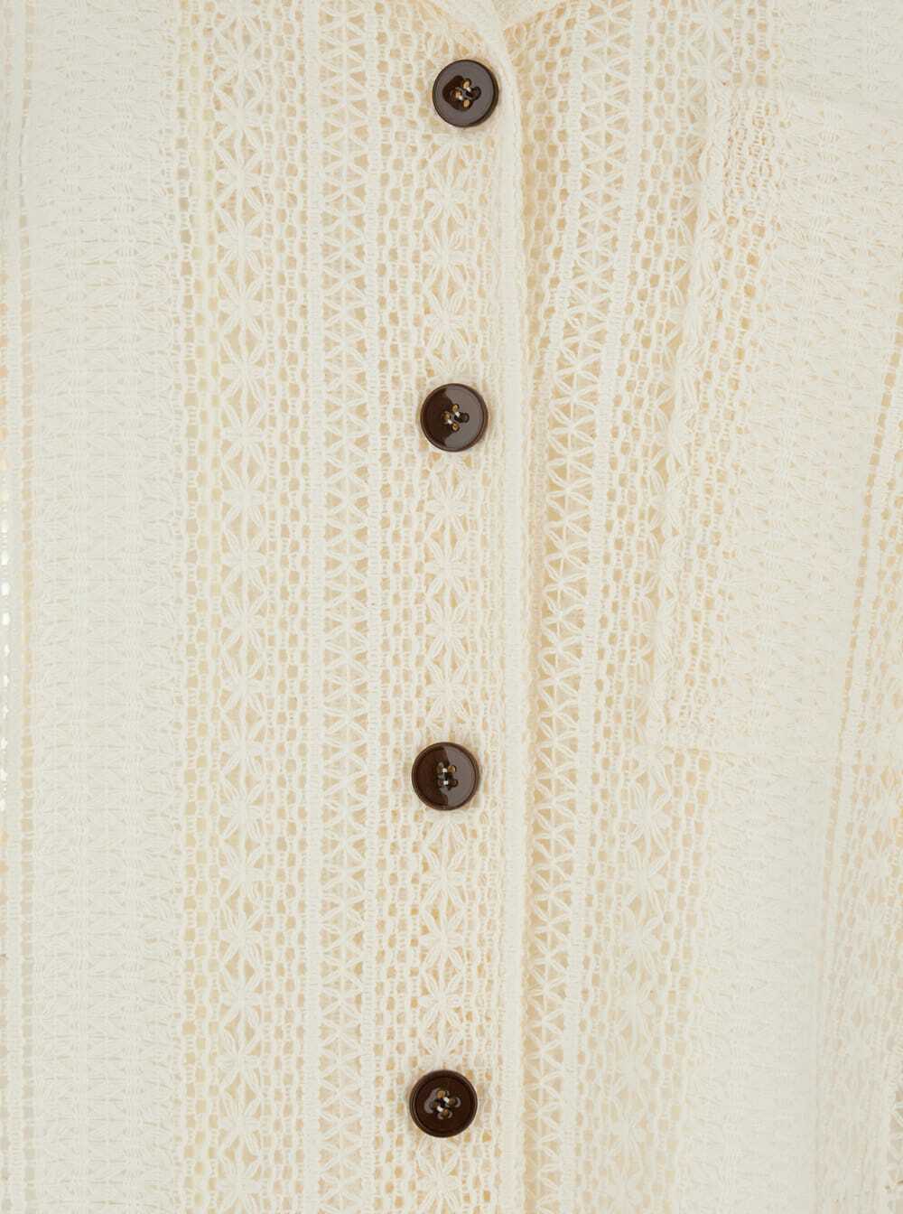 Low Classic White Jacket With Notched Revers And All-over Lace Embroidery In Cotton Woman
