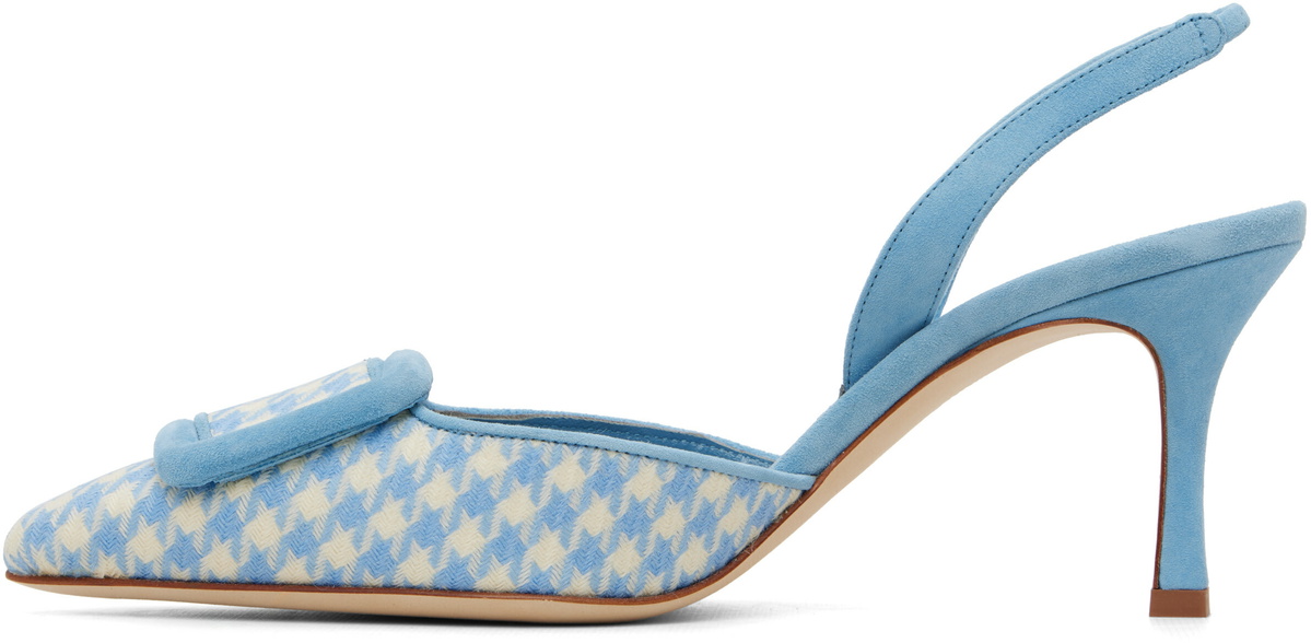 Manolo Blahnik Blue & White Mayslibi Heels