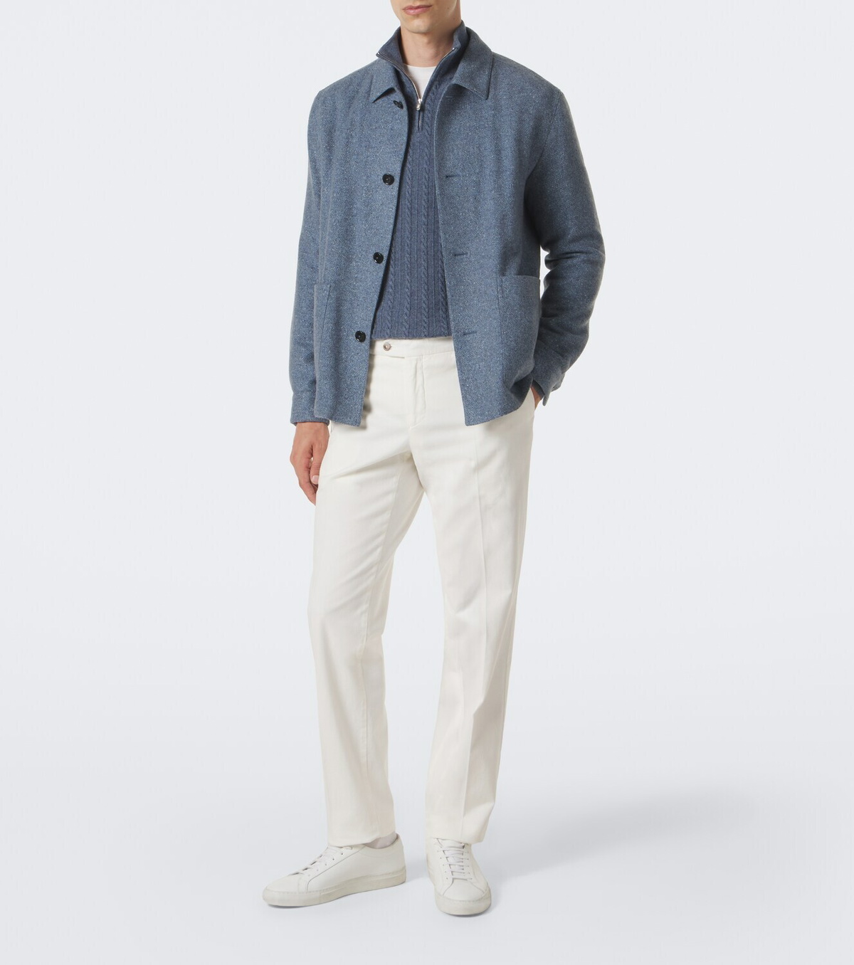 Fedeli Cable-knit cashmere half-zip sweater