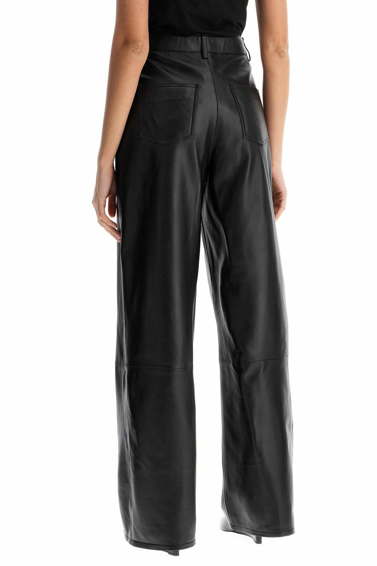 LOULOU STUDIO high-waisted wide-leg black leather pants Black