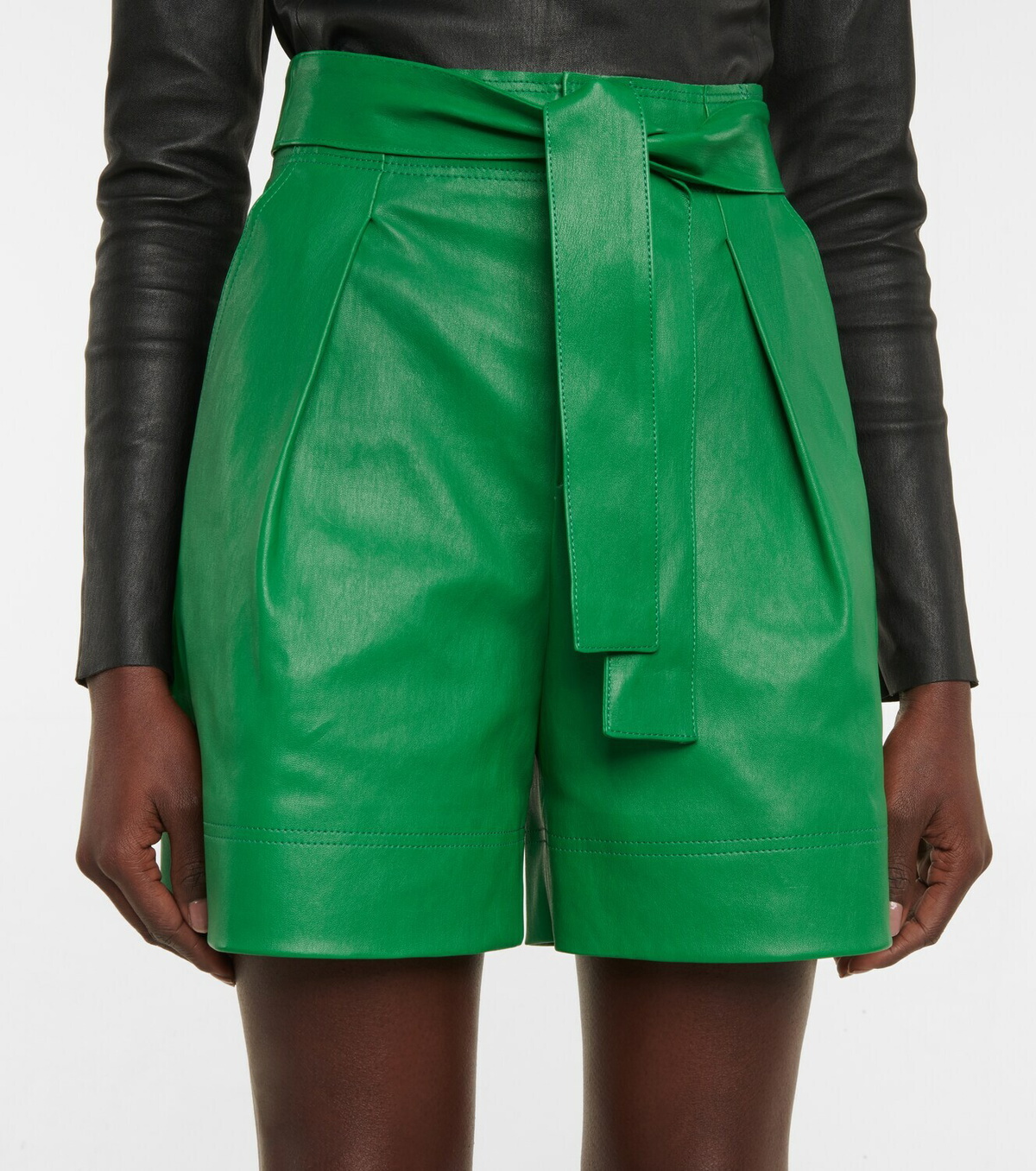 Stouls Eloise pleated leather shorts