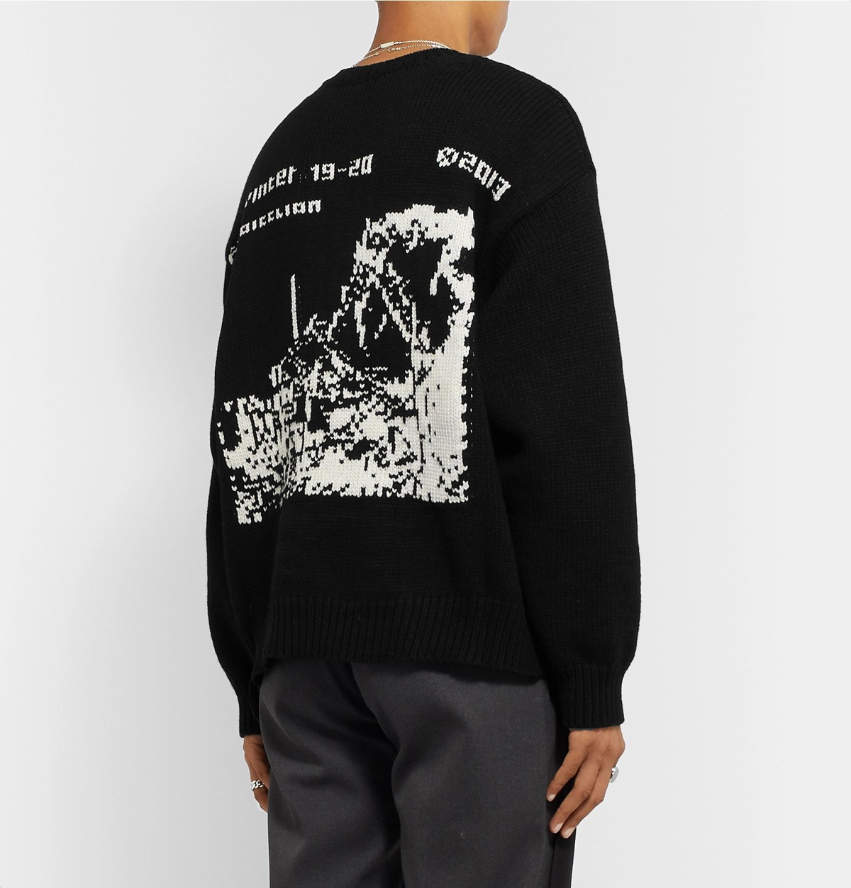Off-White Intarsia Wool-Blend Sweater - Black Off-White