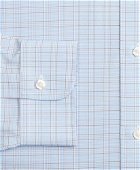 Brooks Brothers Men's Madison Relaxed-Fit Dress Shirt, Non-Iron Plaid Framed Overcheck | Blue/Brown
