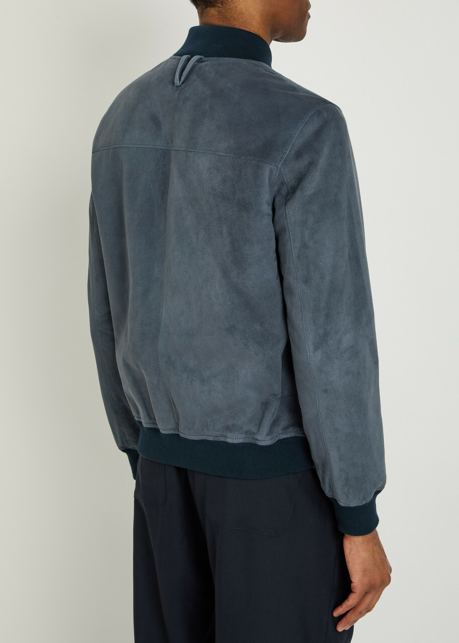 Valstar Evans Suede Bomber Jacket Blue