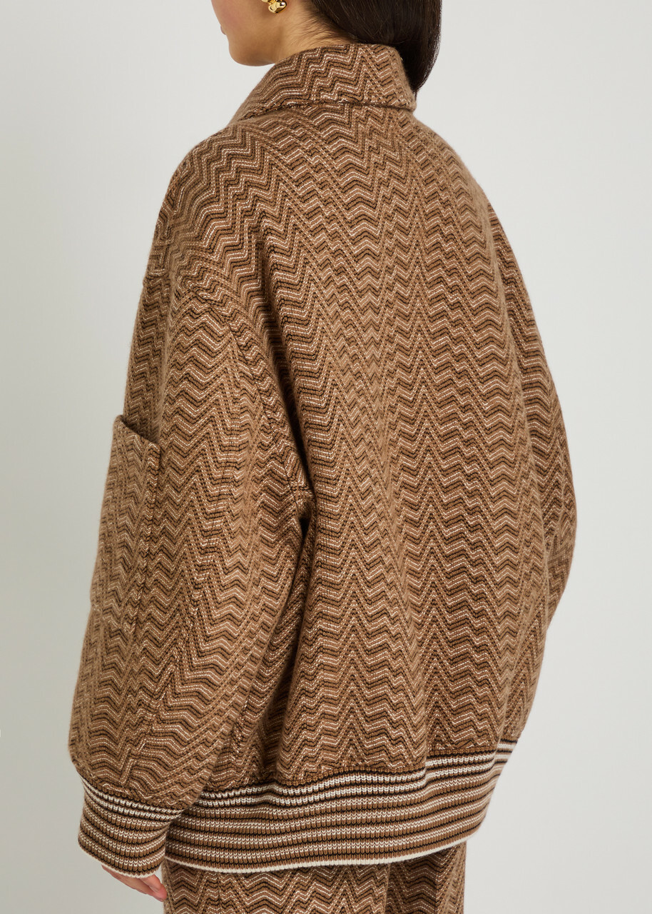 Missoni Zigzag Wool-blend Bomber Jacket Camel