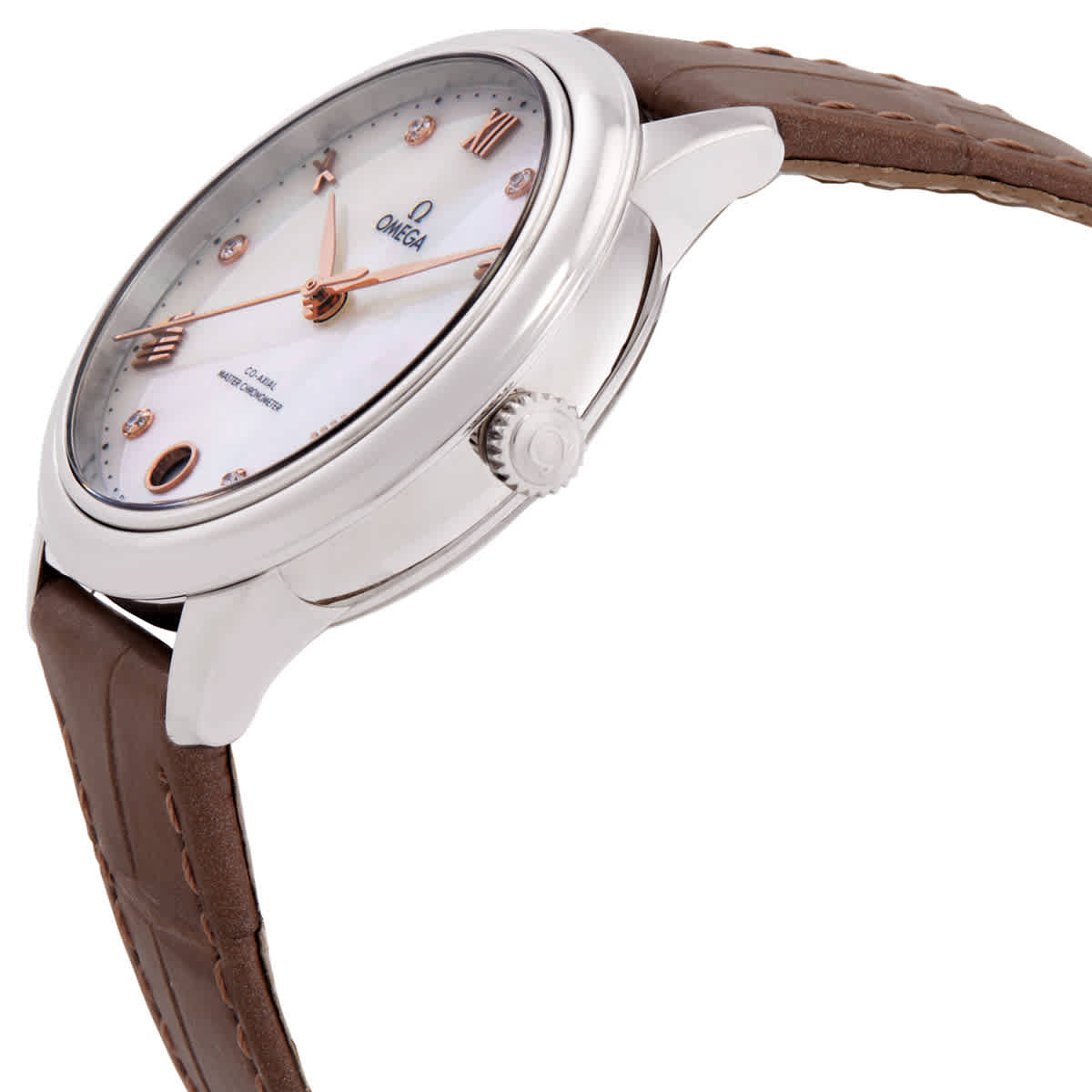 Omega De Ville Automatic Chronometer Diamond White Dial Ladies Watch 434.13.34.20.55.001