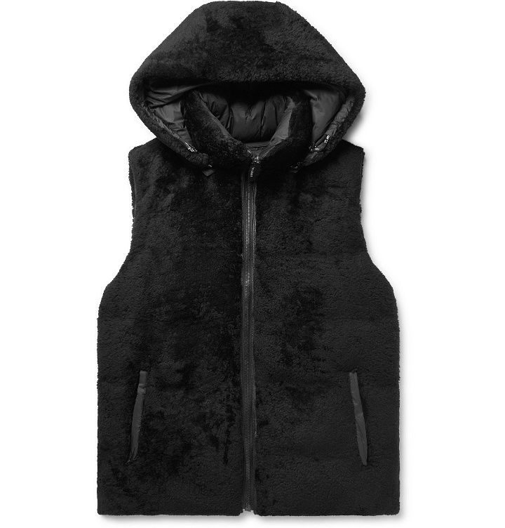 Photo: Yves Salomon - Reversible Shearling and Quilted Shell Hooded Down Gilet - Black