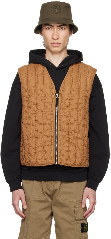 Photo: Stone Island Shadow Project Tan Quilted Vest