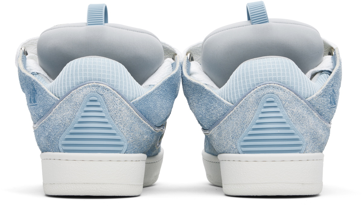 Lanvin Blue Curb Denim-Effect Leather Sneakers