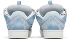 Lanvin Blue Curb Denim-Effect Leather Sneakers